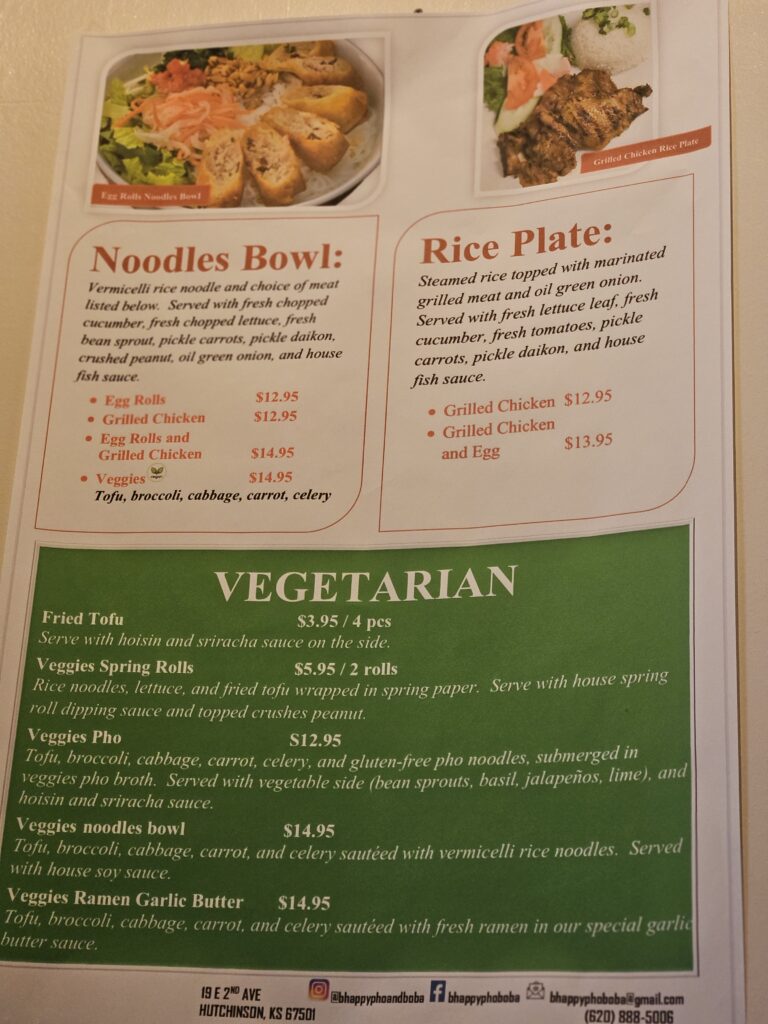 Giant menu on the wall